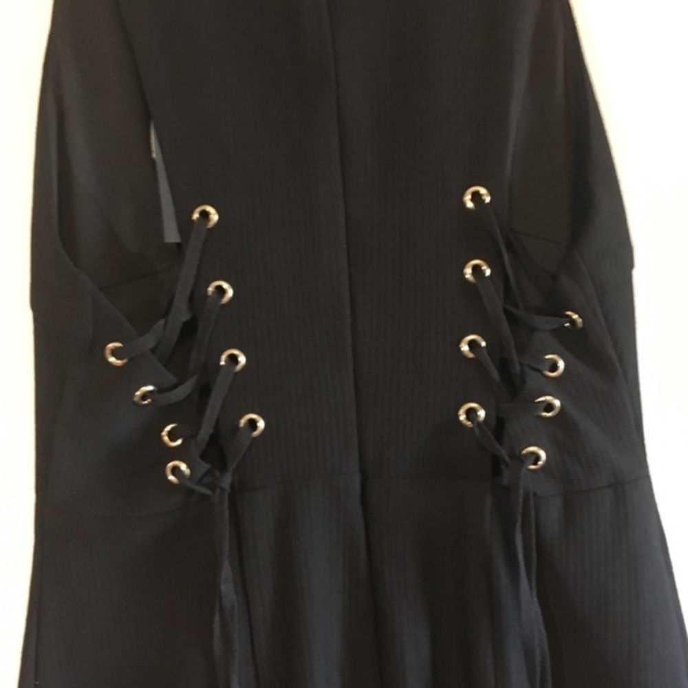 NWT Fitted Dress Maxi C. Luce Laceup Black Bodycon Sleeveless High Neck - Picture 3 of 7